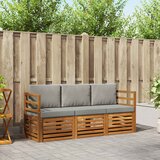  Setovi sofa 3 pcs Prirodna i svijetlo siva Čvrsto drvo akacije | shoptok.hr