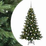  Umjetno božićno drvce s kuglicom 150 cm 150 LED lampica - 150 cm s LED-ima i srebrnim lopticama | shoptok.hr
