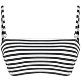 Trendyol Black-White Striped Strapless Textured Hipster Bikini Top