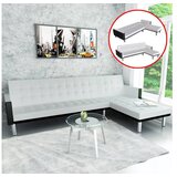  Kavč z ležiščem L-oblike umetno usnje bel | Shoptok.si