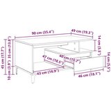 vidaXL Kava Stol Staro drvo 90 x 49 x 45 cm Konstruirano drvo | shoptok.hr