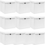 The Living Store škatle za shranjevanje s pokrovi 10 kos. bele 32x32x32 cm blago - škatla za shranjevanje, (21751283) | Shoptok.si