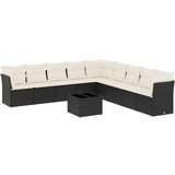 vidaXL 10-dijelni set vrtnih sofa s jastucima crni od poliratana | shoptok.hr