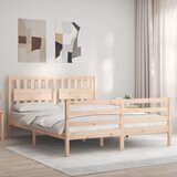 vidaXL Posteljni okvir z vzglavjem trden les | Shoptok.si