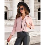 Resti Light pink women's eco-suede biker jacket with pockets - Clothing | Eponuda.ba
