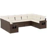  9-dijelni set vrtnih sofa s jastucima poliratan smeđi | shoptok.hr