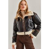 Bianco Lucci Women's Collar Belted Laminated Jacket | shoptok.hr