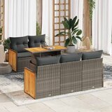 vidaXL 6-dijelni set vrtnih sofa poliratan i bagrem s jastucima sivi Cijene
