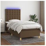  Box spring postelja z vzmetnico LED temno rjava 80x200 cm blago | Shoptok.si