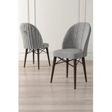 Hanah home set trpezarijskih stolica Ritim 8 kom, siva tkanina Babyface, drvene noge boje oraha | Eponuda.com