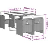  5-dijelni vrtni blagovaonski set s jastucima od poliratana crni | shoptok.hr