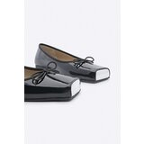 Marjin Woman's Ballet Ballet Visor with Blunt Toe and Bow Detail, Black Patent Leather | Shoptok.si