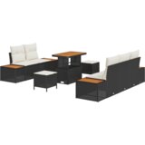  8-dijelni set sofa za vrt s jastučićima crna poliratan akacija | shoptok.hr