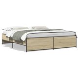 Maison Chic Posteljni okvir - Dvoposteljna postelja - Zakonska postelja sonoma hrast 200x200 cm inž. les in kovina-J5593, (21776724) | Shoptok.si
