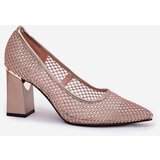 VINCEZA Embellished Mesh Heels On Heel Beige 62211 | shoptok.hr