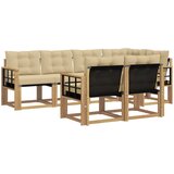  Set vanjskih sofa 7 kom. Bijela i bež Smeđa 247 x 128,5 x 73 cm | Shoptok.si