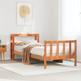 Maison Chic Posteljni okvir - Enojna postelja - Postelja za odrasle z vzglavjem voščeno rjava 90x200 cm borovina, (21695137) | Shoptok.si