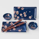 MIJ 6-dijelni set plavog keramičkog posuđa za sushi Sakura