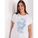 Fashion Hunters Ecru women's blouse plus size with round neckline | Shoptok.si