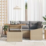  5-delni Vrtni Kavč Set z Blazinami Bež Poly Ratan, (22091320) | Shoptok.si