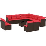  Vrtni set s jastucima, 14 dijelova, smeđi poliratan | shoptok.hr
