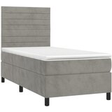  Krevet box spring s madracem LED svjetlosivi 90x200 cm baršun | shoptok.hr