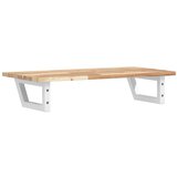  Zidna polica za umivaonik od čelika i masivnog bagremovog drva Smeđa 100 x 40 x 2 cm | Shoptok.si