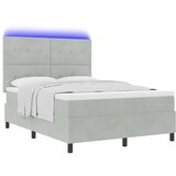  LED Box Spring Krevet Svijetlo siva 140 x 200 cm Baršun Svjetlosiva | shoptok.hr