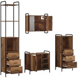  Set ormarića za kupaonicu 4 kom. Staro drvo 40 x 36 x 200 5 cm - Staro drvo Kupaonski ormarić (1 vrata i 1 polica) + viseći orma | shoptok.hr
