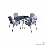 Green Bay Baštenski set Veneto sto+4stolice sa jastucima crno/sivi | ePonuda.com