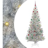 vidaXL Božično drevo med 300 LED z stojalom srebrna 240 cm PET | Shoptok.si