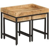  The Living Store Komplet klubskih mizic 3 kosi trden mangov les in železo - Komplet Klubskih Mizic, (21502385) | Shoptok.si