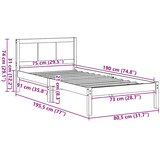 Krevetna konstrukcija Smeđa 75 x 190 cm Čvrsto borovo drvo | shoptok.hr