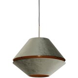 QAZQA Moderne hanglamp brons met dubbele velours kap groen - Combi 1 u