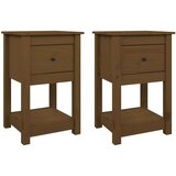  Nočna omarica 2 kosa medeno rjava 40x35x61,5 cm trdna borovina, (20716745) | Shoptok.si