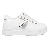 Shelvt White sneaker with metallic silver accent Cene
