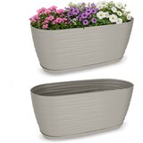 KADAX Cvetlični lonec s krožnikom Vrtni cvetlični lonec 27 cm Stojalo za rože Plastika Siva, (5000346623) | Shoptok.si