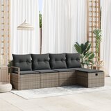 vidaXL 5-delni vrtni kavč set z blazinami siva poli ratan | Shoptok.si