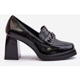 VINCEZA Black Patent Leather Pumps on Chunky Heel Terimene | ePonuda.com