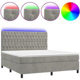 The Living Store Box spring postelja z vzmetnico LED svetlo siva 160x200cm žamet - Box Spring Postelja, (21491540) | Shoptok.si
