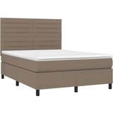  Box spring postelja z vzmetnico LED taupe 140x200 cm blago, (20900339) | Shoptok.si
