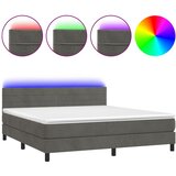  box spring s madracem LED tamnosivi 180x200 cm baršun | shoptok.hr