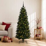  Umjetno božićno drvce s kuglicama 150 cm 150 LED lampica - 150 cm s LED-ima i crnim lopticama Zelena | shoptok.hr