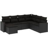 Maison Chic Seti vrtnega pohištva - Vrtna garnitura - Vrtni pohištvo set 7-delna z blazinami črn poli ratan, (21803751) | Shoptok.si