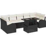 vidaXL set od 8 komada vrtnog sofe s jastucima crni poli ratan, 2-sjedalna vrtna sofa s pohranom i jastucima crna poli ratan | shoptok.hr