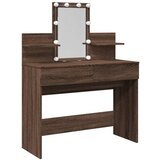  The Living Store Toaletna mizica z LED lučkami rjavi hrast 100x40x130 cm - Toaletna Mizica, (21497307) | Shoptok.si