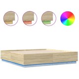  Okvir za krevet s LED svjetlima boja hrasta 200 x 200 cm drveni | Eponuda.com