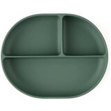 Petite&Mars Silikonski ovalni tanjur s odjeljcima i vakuumom 6 m+ Take&Match, Misty Green | Eponuda.ba