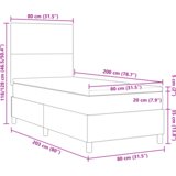 Boks Vzmetnica s podbojem in LED temno siva 80x200 cm žametna tkanina, (22116204) | Shoptok.si