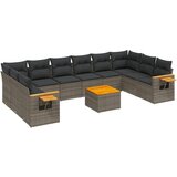 vidaXL Vrtna sedežna garnitura 11-delna z blazinami siv poli ratan, (21068558) | Shoptok.si